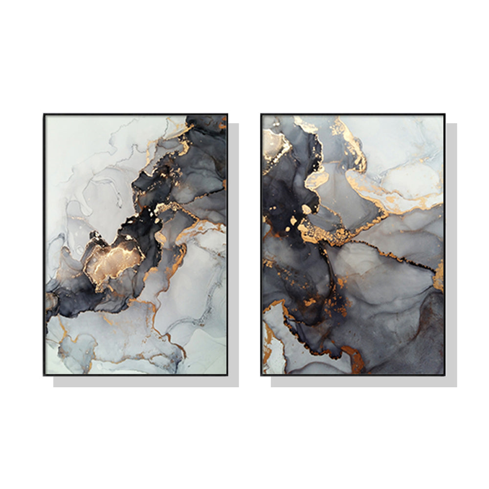 70cmx100cm Black Splash 2 Sets Black Frame Canvas Wall Art-Home &amp; Garden &gt; Wall Art-PEROZ Accessories