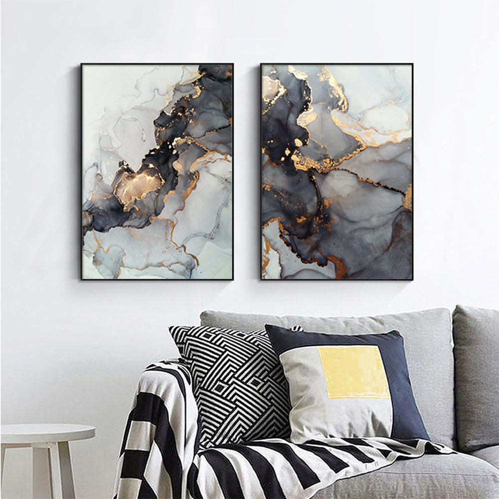 70cmx100cm Black Splash 2 Sets Black Frame Canvas Wall Art-Home &amp; Garden &gt; Wall Art-PEROZ Accessories