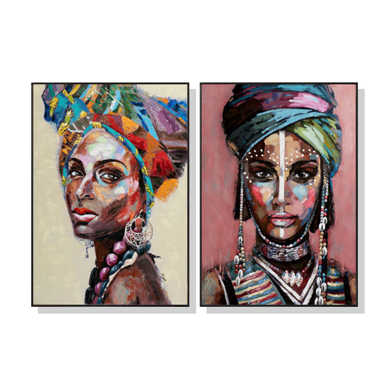 50cmx70cm African women 2 Sets Black Frame Canvas Wall Art-Home &amp; Garden &gt; Wall Art-PEROZ Accessories