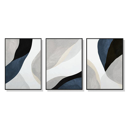 50cmx70cm Abstract Navy Blue 3 Sets Black Frame Canvas Wall Art-Home &amp; Garden &gt; Wall Art-PEROZ Accessories