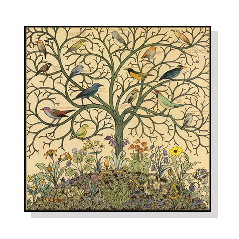 70cmx70cm Tree Of Life Black Frame Canvas Wall Art-Home &amp; Garden &gt; Wall Art-PEROZ Accessories