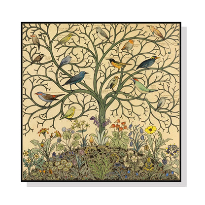 70cmx70cm Tree Of Life Black Frame Canvas Wall Art-Home &amp; Garden &gt; Wall Art-PEROZ Accessories