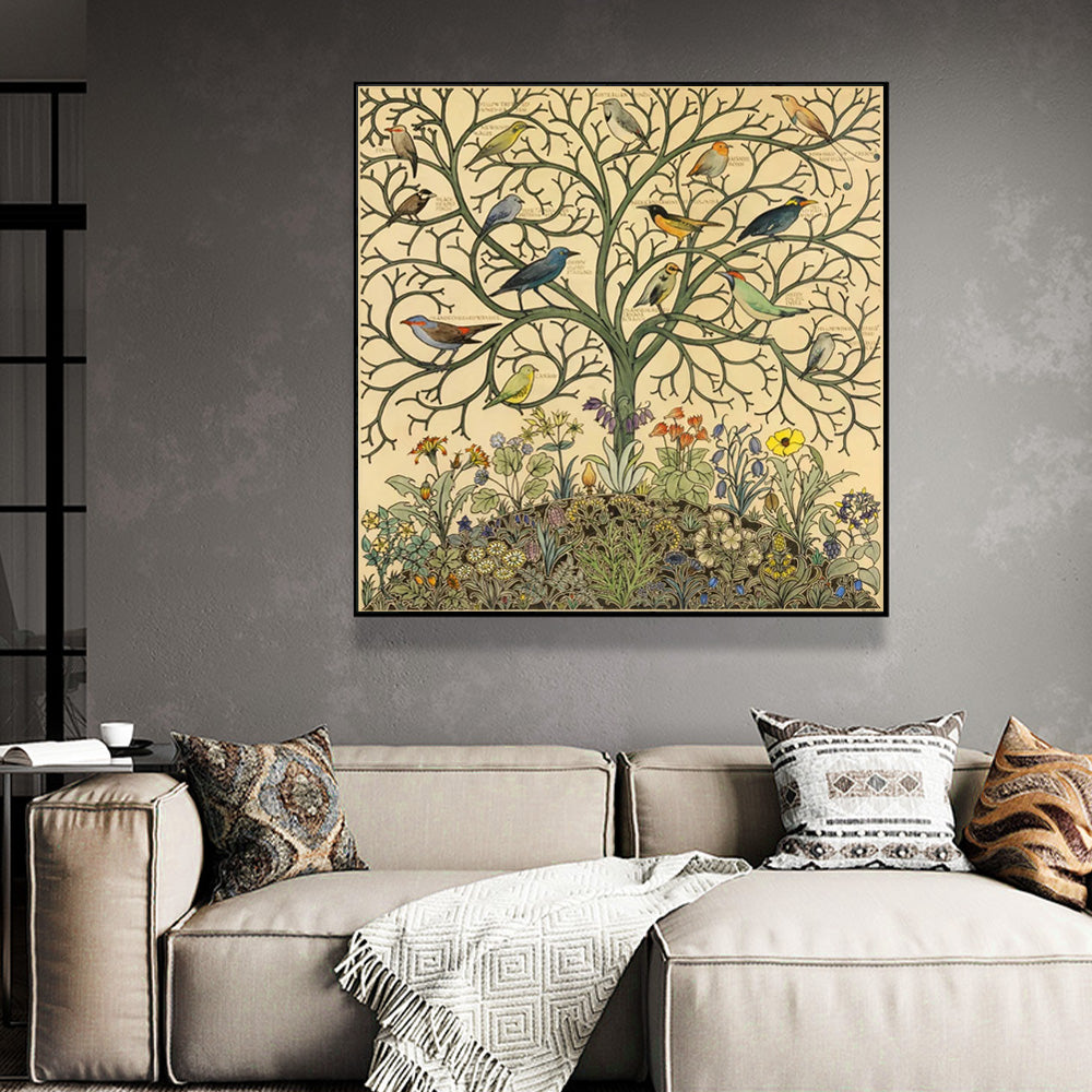 70cmx70cm Tree Of Life Black Frame Canvas Wall Art-Home &amp; Garden &gt; Wall Art-PEROZ Accessories