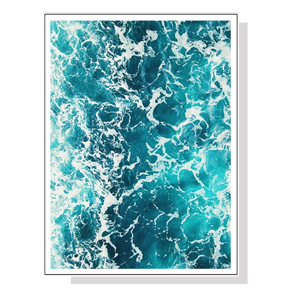 50cmx70cm Blue Ocean White Frame Canvas Wall Art-Home &amp; Garden &gt; Wall Art-PEROZ Accessories