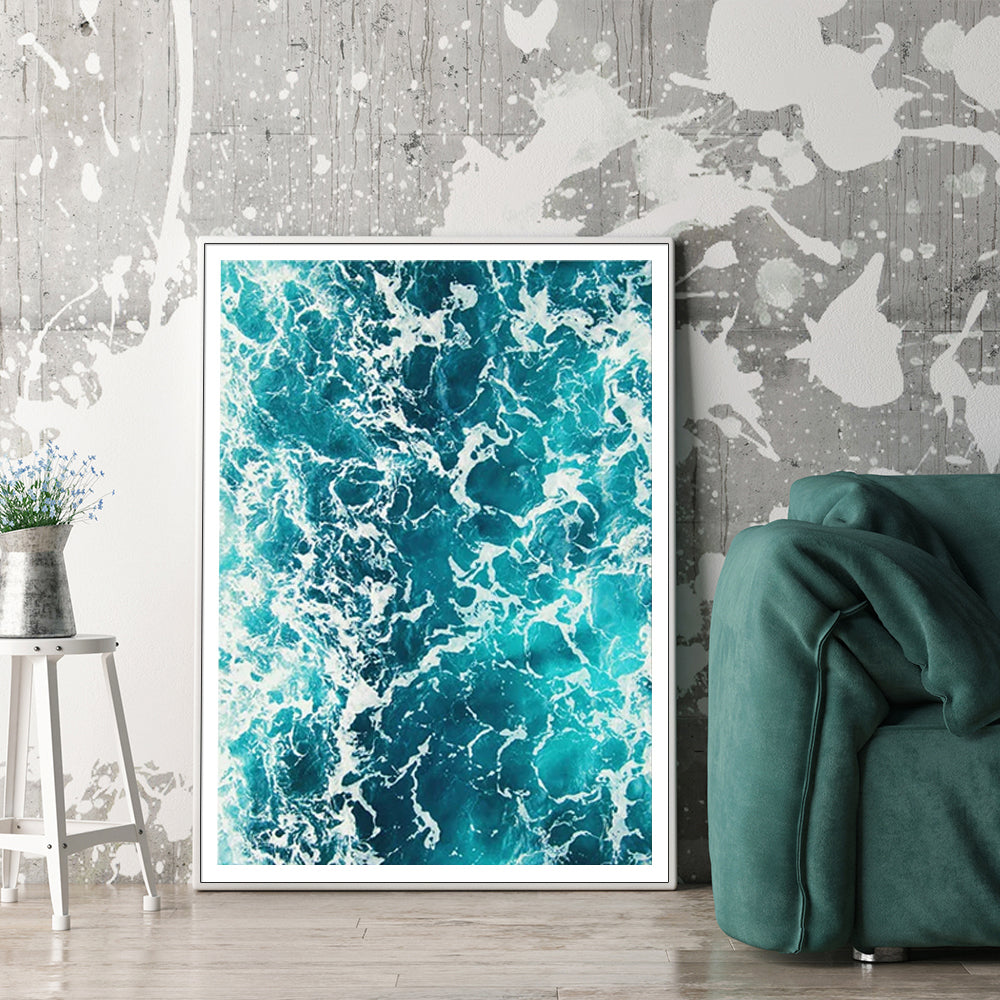 50cmx70cm Blue Ocean White Frame Canvas Wall Art-Home &amp; Garden &gt; Wall Art-PEROZ Accessories
