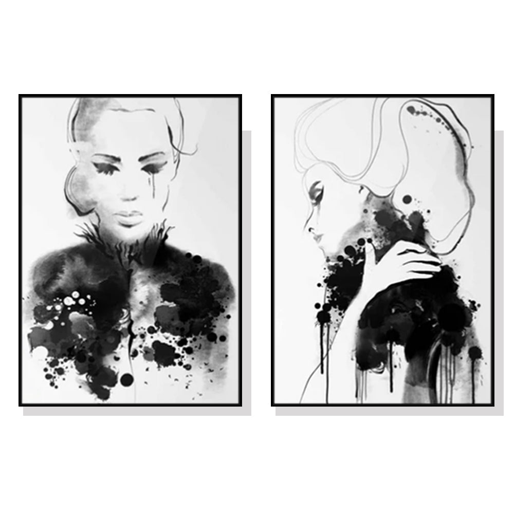 50cmx70cm Watercolor Sketch 2 Sets Black Frame Canvas Wall Art-Home &amp; Garden &gt; Wall Art-PEROZ Accessories