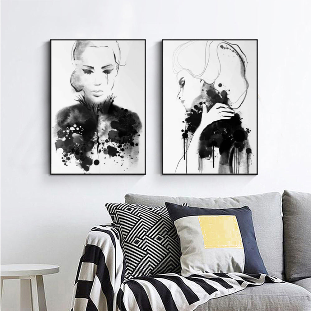 50cmx70cm Watercolor Sketch 2 Sets Black Frame Canvas Wall Art-Home &amp; Garden &gt; Wall Art-PEROZ Accessories