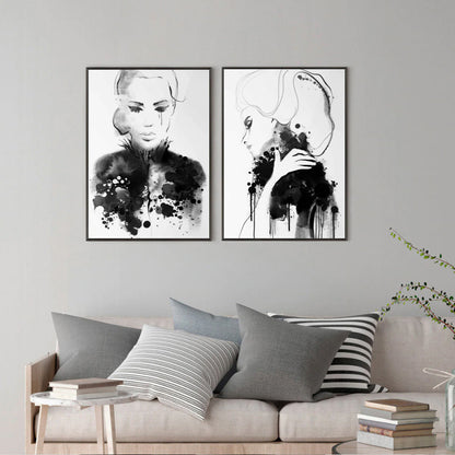 50cmx70cm Watercolor Sketch 2 Sets Black Frame Canvas Wall Art-Home &amp; Garden &gt; Wall Art-PEROZ Accessories