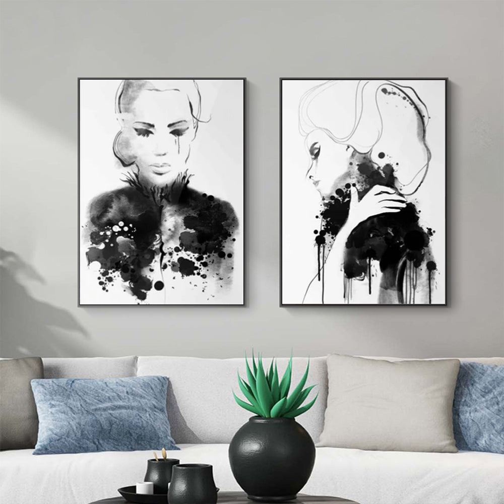 50cmx70cm Watercolor Sketch 2 Sets Black Frame Canvas Wall Art-Home &amp; Garden &gt; Wall Art-PEROZ Accessories