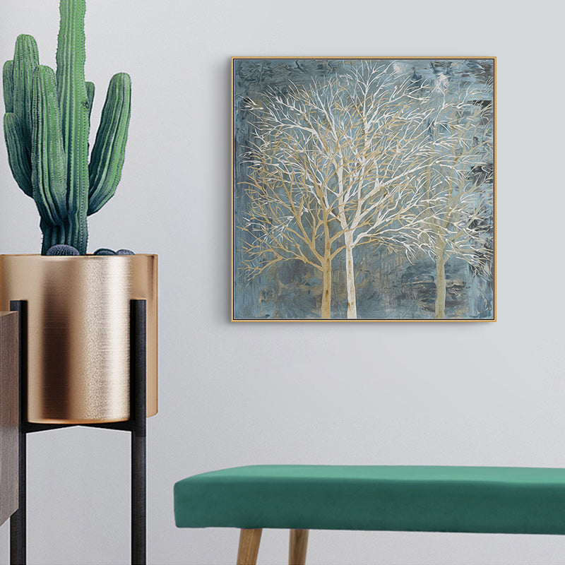60cmx60cm Forest In The Twilight Trees Gold Frame Canvas Wall Art-Home &amp; Garden &gt; Wall Art-PEROZ Accessories