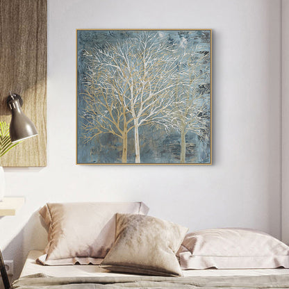 70cmx70cm Forest In The Twilight Trees Gold Frame Canvas Wall Art-Home &amp; Garden &gt; Wall Art-PEROZ Accessories