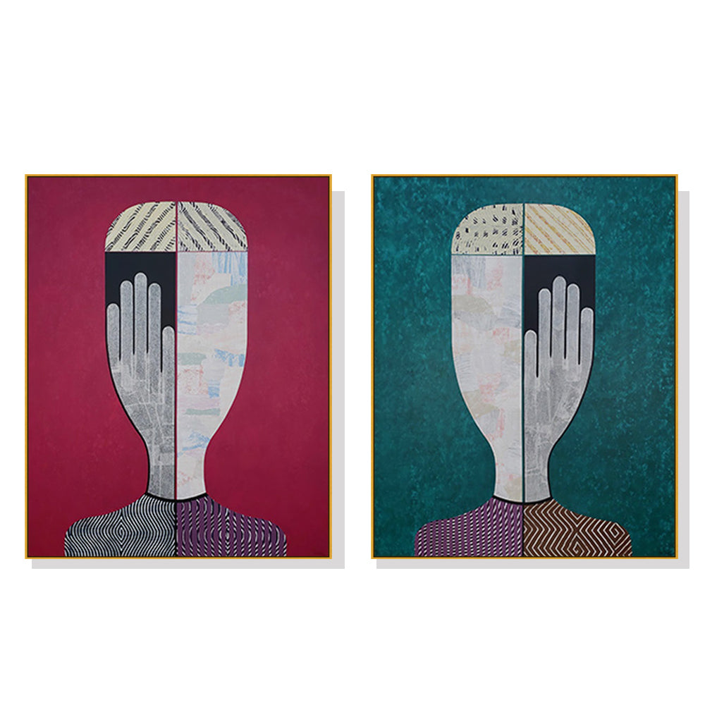 60cmx90cm Abstract Man And Woman 2 Sets Gold Frame Canvas Wall Art-Home &amp; Garden &gt; Wall Art-PEROZ Accessories