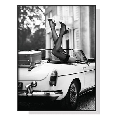 80cmx120cm High Heels in Classic Car Black Frame Canvas Wall Art-Home &amp; Garden &gt; Wall Art-PEROZ Accessories