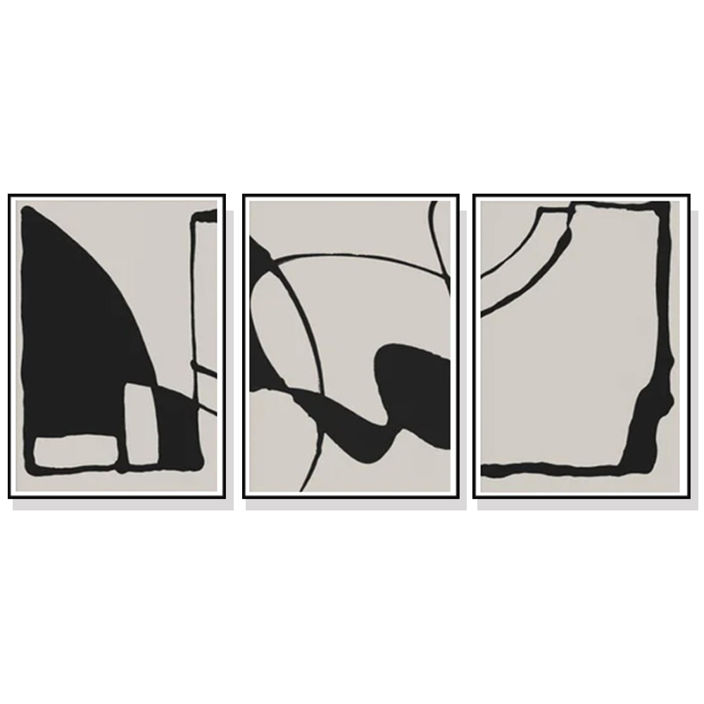 60cmx90cm Black Beige 3 Sets Black Frame Canvas Wall Art-Home &amp; Garden &gt; Wall Art-PEROZ Accessories