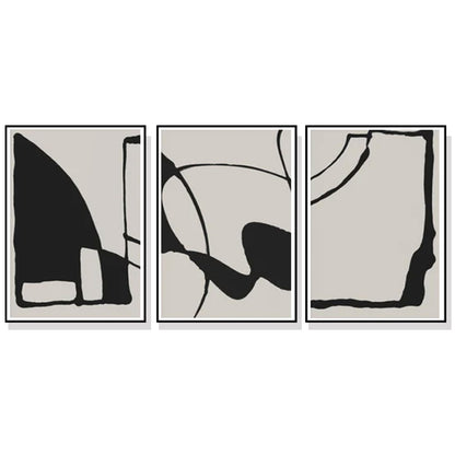 60cmx90cm Black Beige 3 Sets Black Frame Canvas Wall Art-Home &amp; Garden &gt; Wall Art-PEROZ Accessories