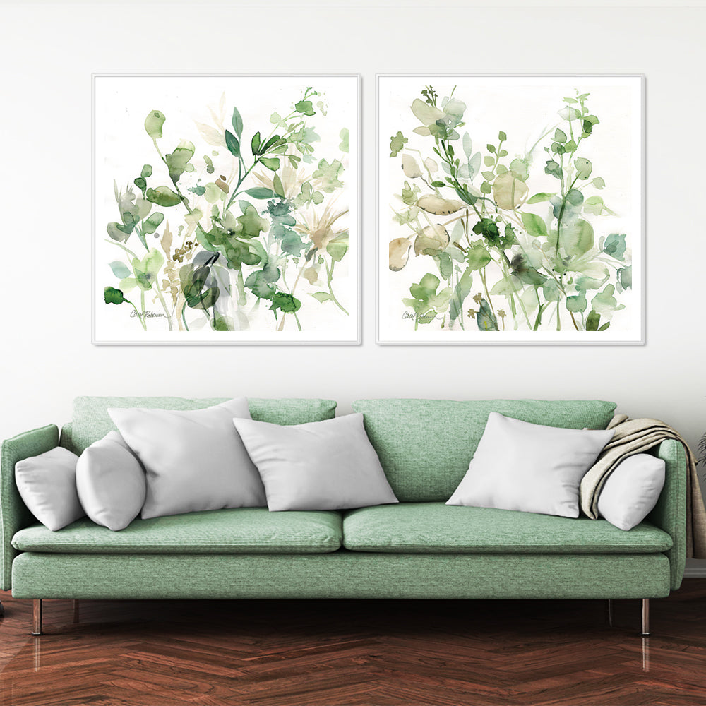 70cmx70cm Sage Garden By Carol Robinson 2 Sets White Frame Canvas Wall Art-Home &amp; Garden &gt; Wall Art-PEROZ Accessories