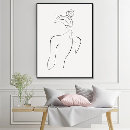 50cmx70cm Woman Back Line Art Black Frame Canvas Wall Art-Home &amp; Garden &gt; Wall Art-PEROZ Accessories