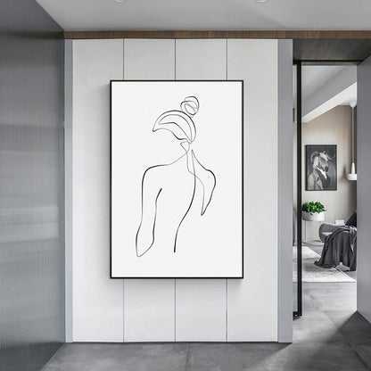 50cmx70cm Woman Back Line Art Black Frame Canvas Wall Art-Home &amp; Garden &gt; Wall Art-PEROZ Accessories