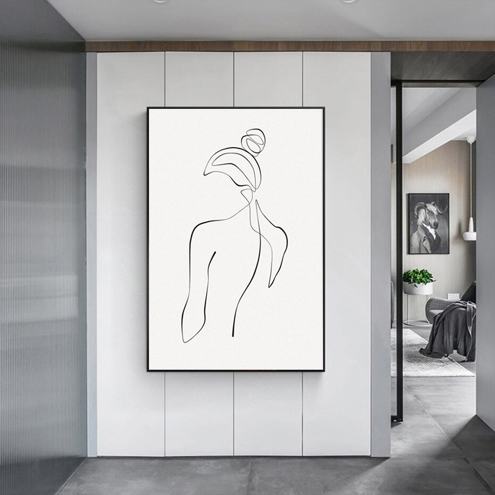 60cmx90cm Woman Back Line Art Black Frame Canvas Wall Art-Home &amp; Garden &gt; Wall Art-PEROZ Accessories