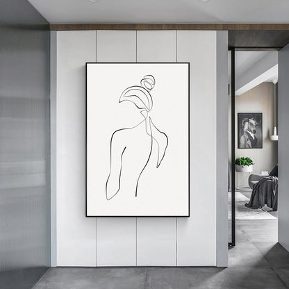 60cmx90cm Woman Back Line Art Black Frame Canvas Wall Art-Home &amp; Garden &gt; Wall Art-PEROZ Accessories