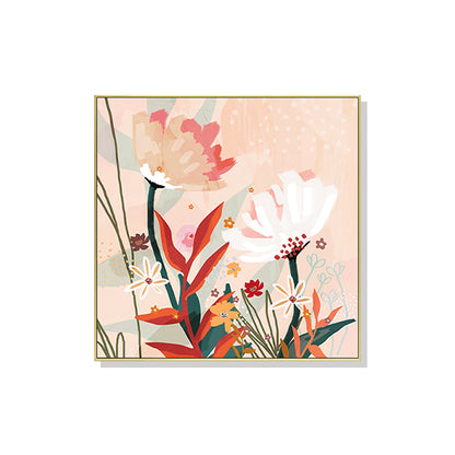 60cmx60cm Native Floral Gold Frame Canvas Wall Art-Home &amp; Garden &gt; Wall Art-PEROZ Accessories