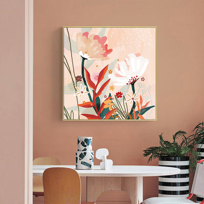 60cmx60cm Native Floral Gold Frame Canvas Wall Art-Home &amp; Garden &gt; Wall Art-PEROZ Accessories