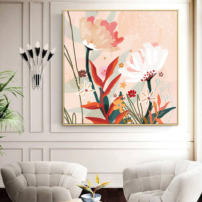 60cmx60cm Native Floral Gold Frame Canvas Wall Art-Home &amp; Garden &gt; Wall Art-PEROZ Accessories