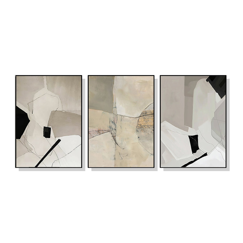 50cmx70cm Modern Abstract 3 Sets Black Frame Canvas Wall Art-Home &amp; Garden &gt; Wall Art-PEROZ Accessories