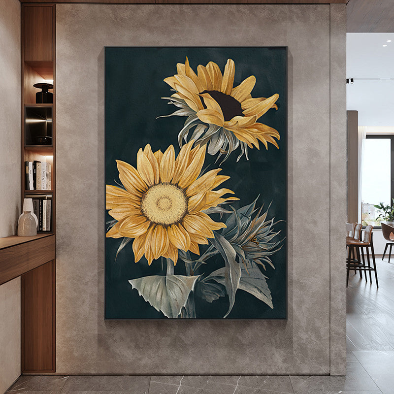 50cmx70cm Sunflowers Black Frame Canvas Wall Art-Home &amp; Garden &gt; Wall Art-PEROZ Accessories