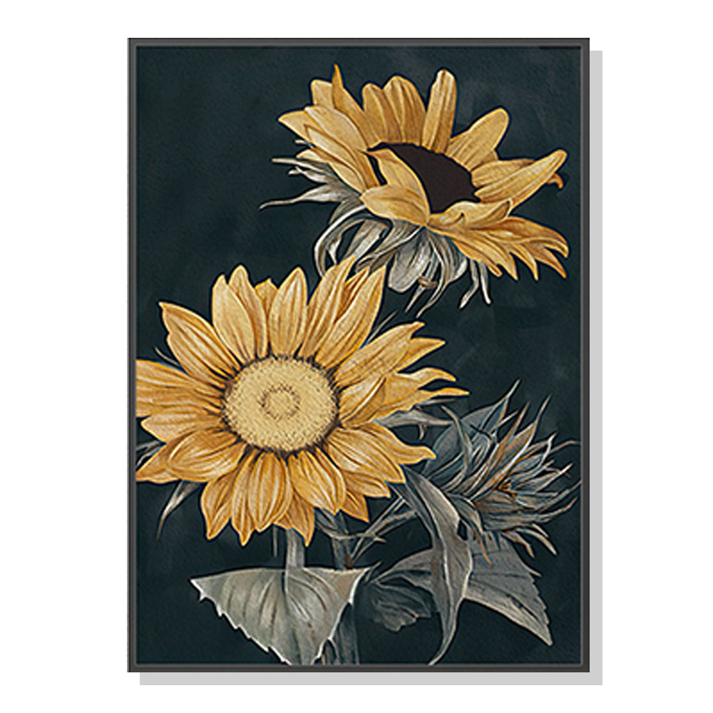 70cmx100cm Sunflowers Black Frame Canvas Wall Art-Home &amp; Garden &gt; Wall Art-PEROZ Accessories