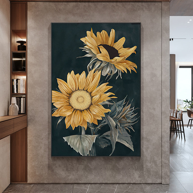 70cmx100cm Sunflowers Black Frame Canvas Wall Art-Home &amp; Garden &gt; Wall Art-PEROZ Accessories