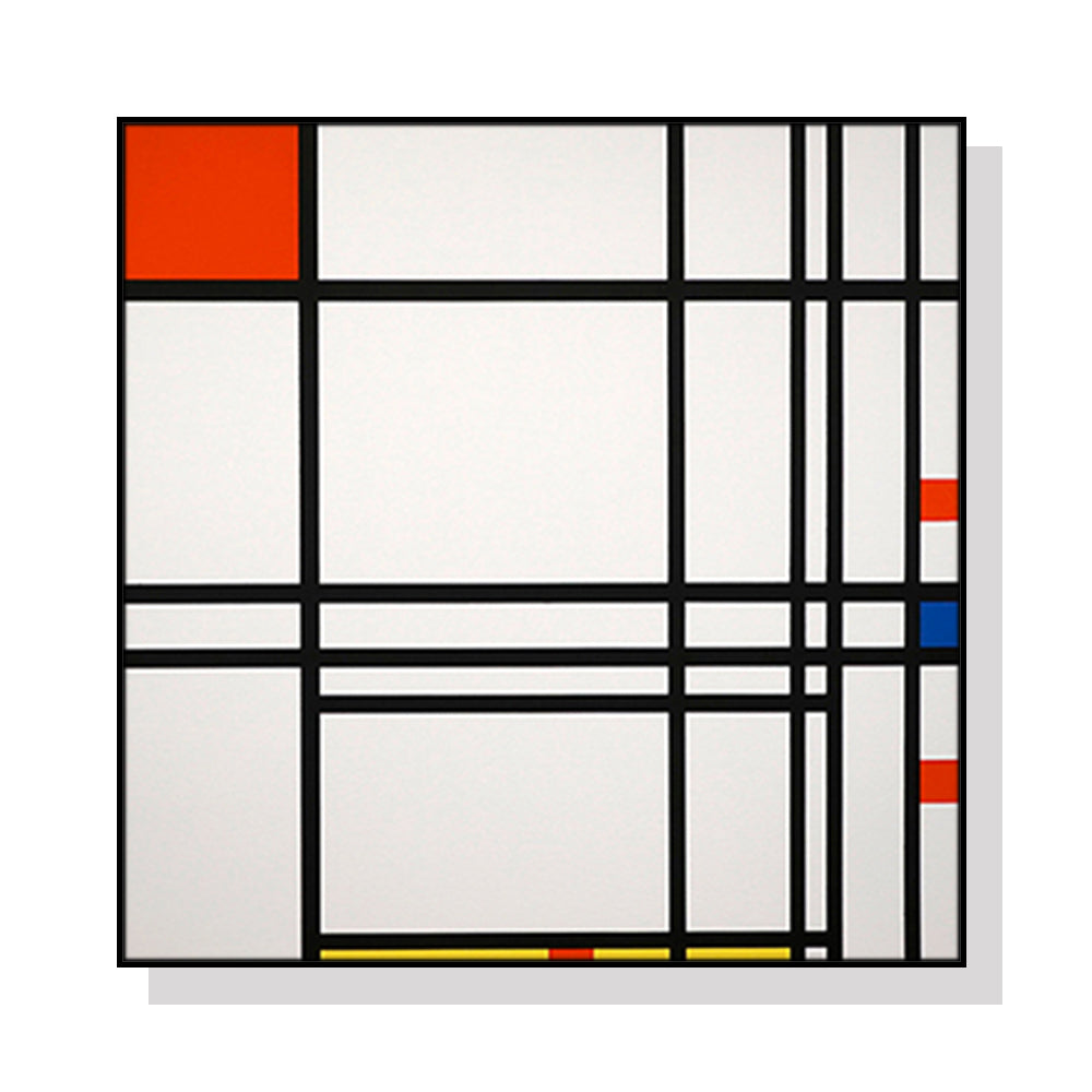 70cmx70cm Abstract Art By Piet Mondrian Black Frame Canvas Wall Art-Home &amp; Garden &gt; Wall Art-PEROZ Accessories