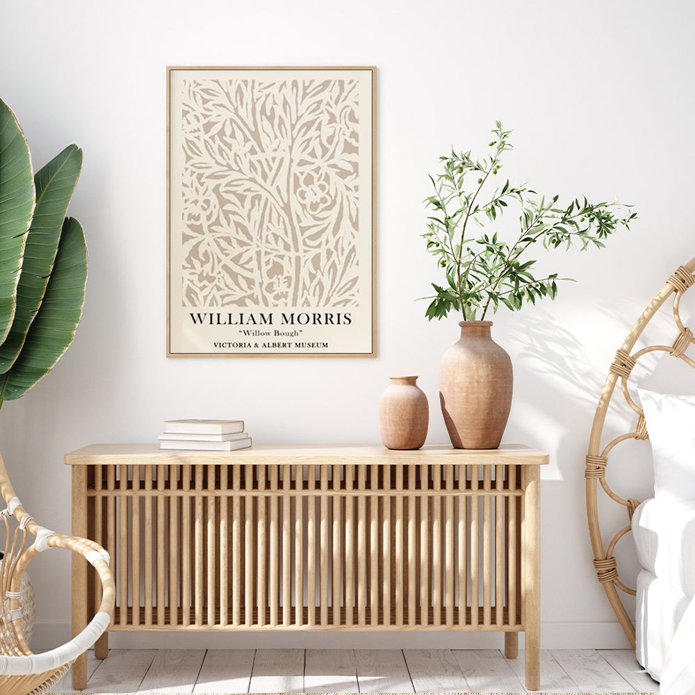 50cmx70cm William Morris Neutral Wood Frame Canvas Wall Art-Home &amp; Garden &gt; Wall Art-PEROZ Accessories