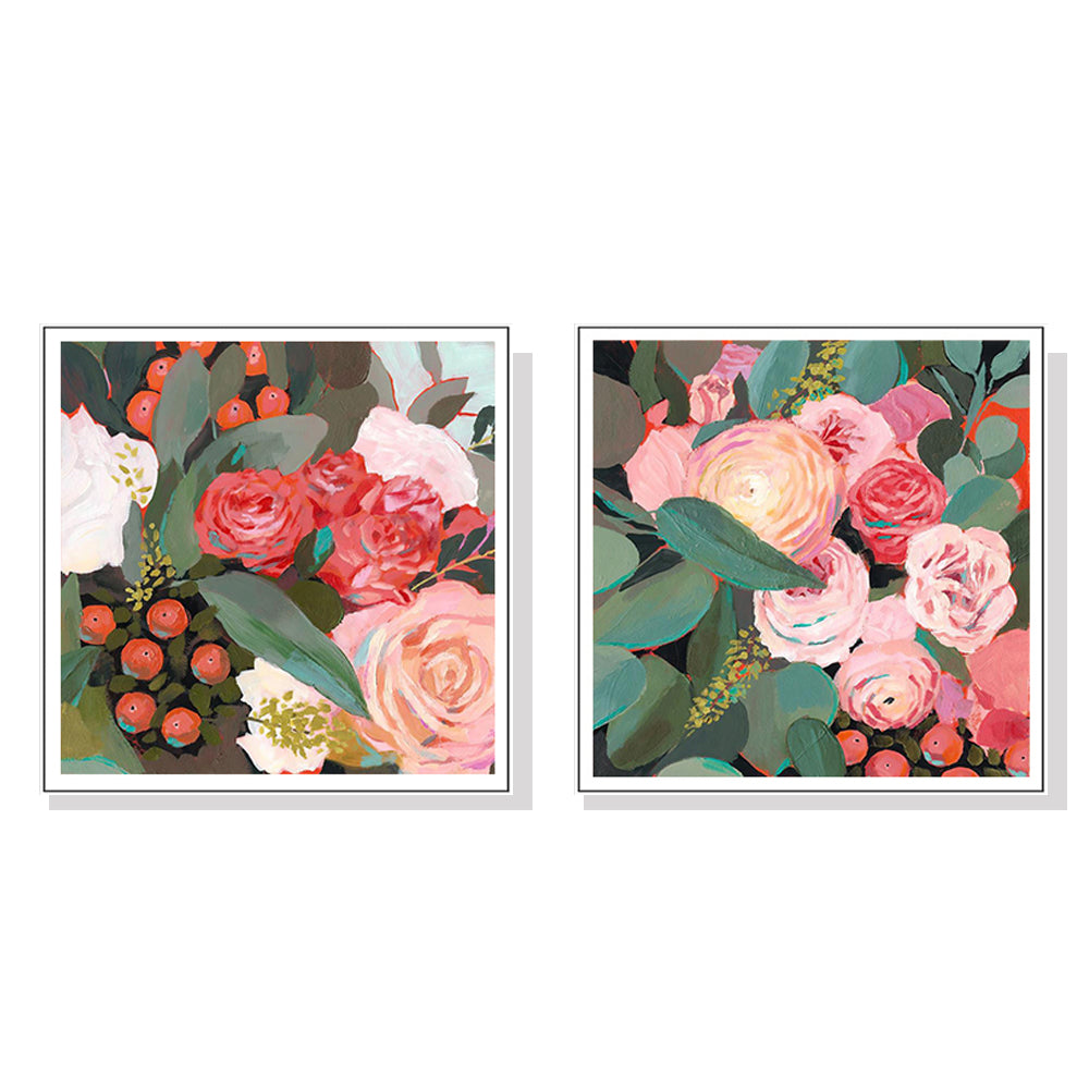 60cmx60cm Eucalyptus Bouquet 2 Sets White Frame Canvas Wall Art-Home &amp; Garden &gt; Wall Art-PEROZ Accessories
