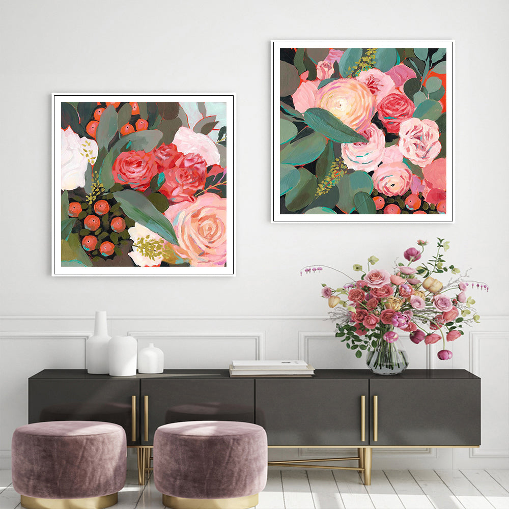 60cmx60cm Eucalyptus Bouquet 2 Sets White Frame Canvas Wall Art-Home &amp; Garden &gt; Wall Art-PEROZ Accessories
