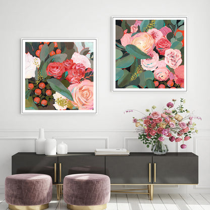 60cmx60cm Eucalyptus Bouquet 2 Sets White Frame Canvas Wall Art-Home &amp; Garden &gt; Wall Art-PEROZ Accessories