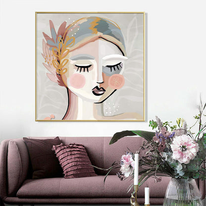 50cmx50cm Calm Girl Gold Frame Canvas Wall Art-Home &amp; Garden &gt; Wall Art-PEROZ Accessories