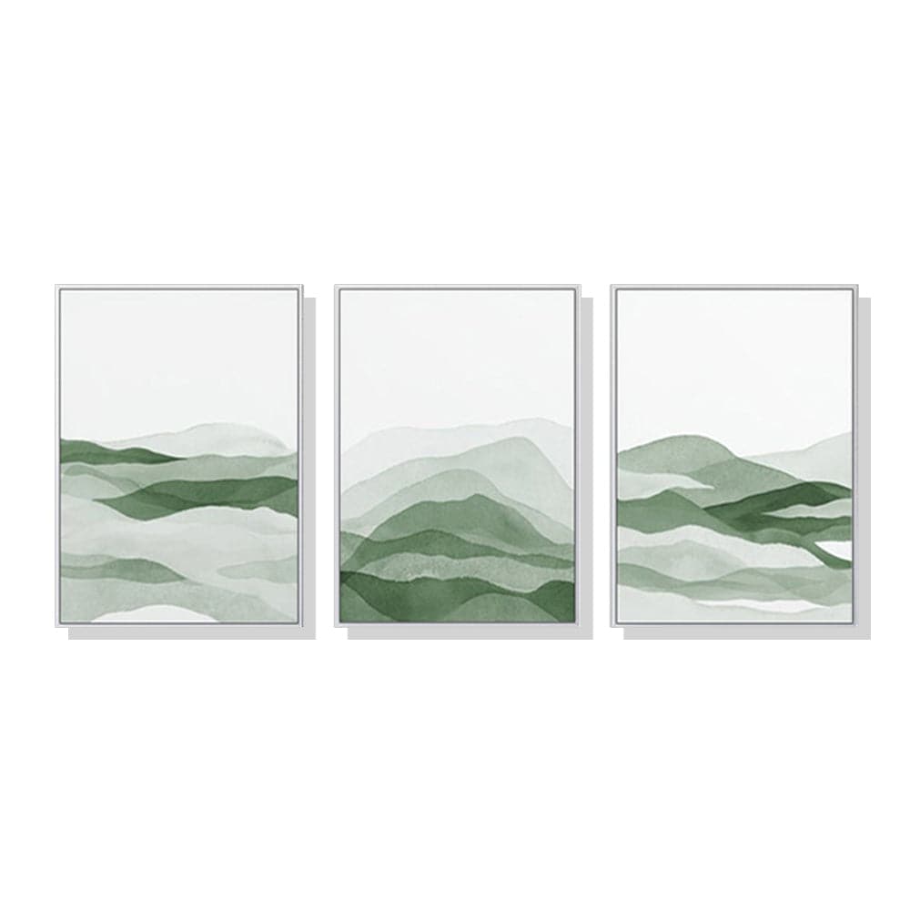 40cmx60cm Sage Green 3 Sets White Frame Canvas Wall Art-Home &amp; Garden &gt; Wall Art-PEROZ Accessories