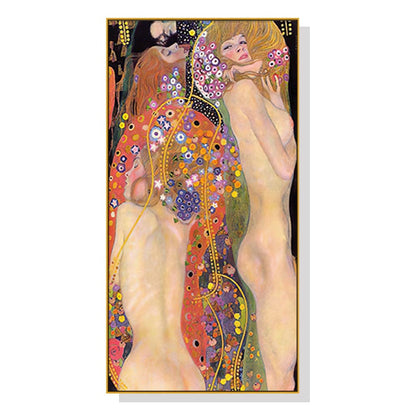 40cmx80cm Water Serpents By Gustav Klimt Gold Frame Canvas Wall Art-Home &amp; Garden &gt; Wall Art-PEROZ Accessories