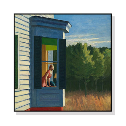 70cmx70cm Cape Cod Morning By Edward Hopper Black Frame Canvas Wall Art-Home &amp; Garden &gt; Wall Art-PEROZ Accessories