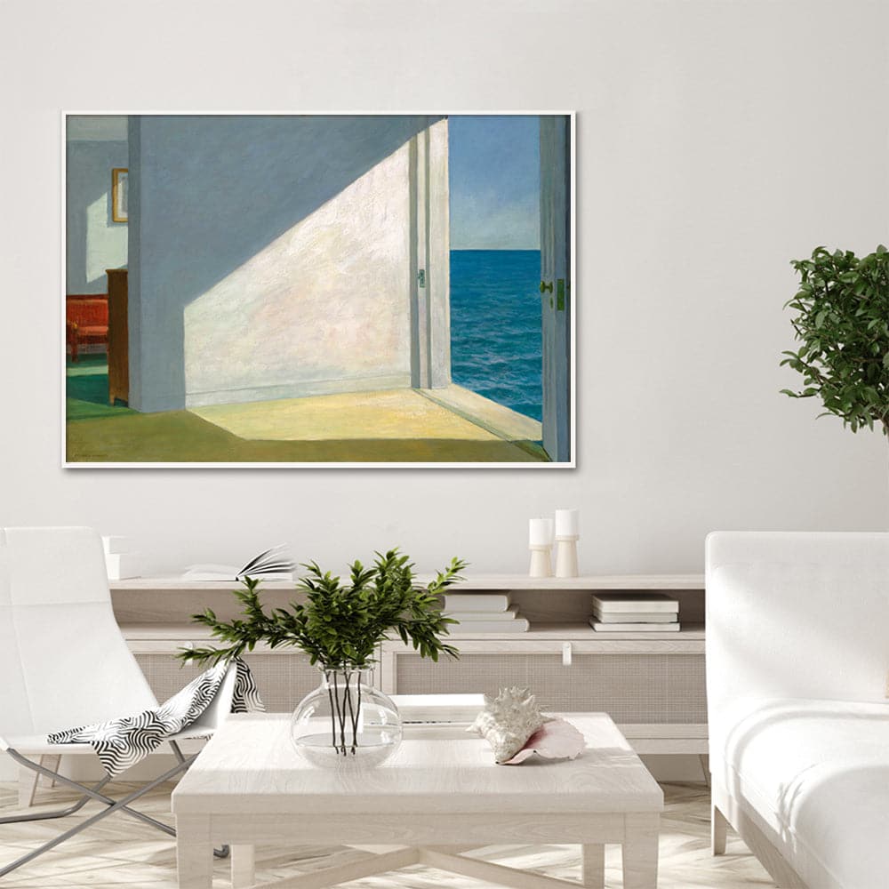 80cmx120cm Room By The Sea By Edward Hopper White Frame Canvas Wall Art-Home &amp; Garden &gt; Wall Art-PEROZ Accessories