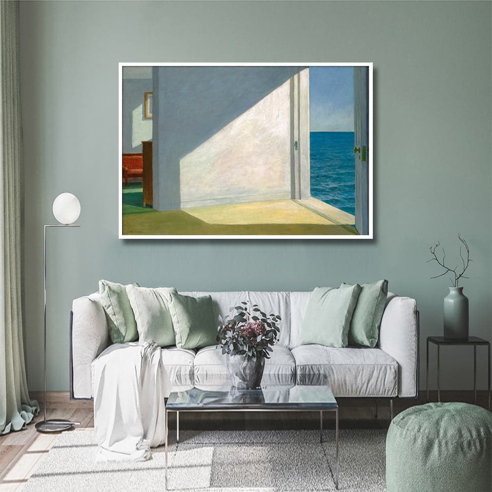 80cmx120cm Room By The Sea By Edward Hopper White Frame Canvas Wall Art-Home &amp; Garden &gt; Wall Art-PEROZ Accessories