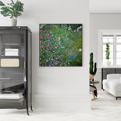 50cmx50cm Italian garden by Gustav Klimt Black Frame Canvas Wall Art-Home &amp; Garden &gt; Wall Art-PEROZ Accessories