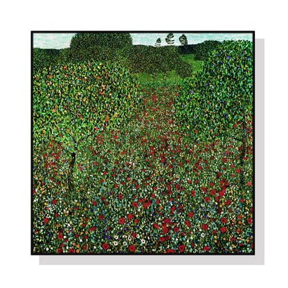 70cmx70cm Italian garden by Gustav Klimt Black Frame Canvas Wall Art-Home &amp; Garden &gt; Wall Art-PEROZ Accessories
