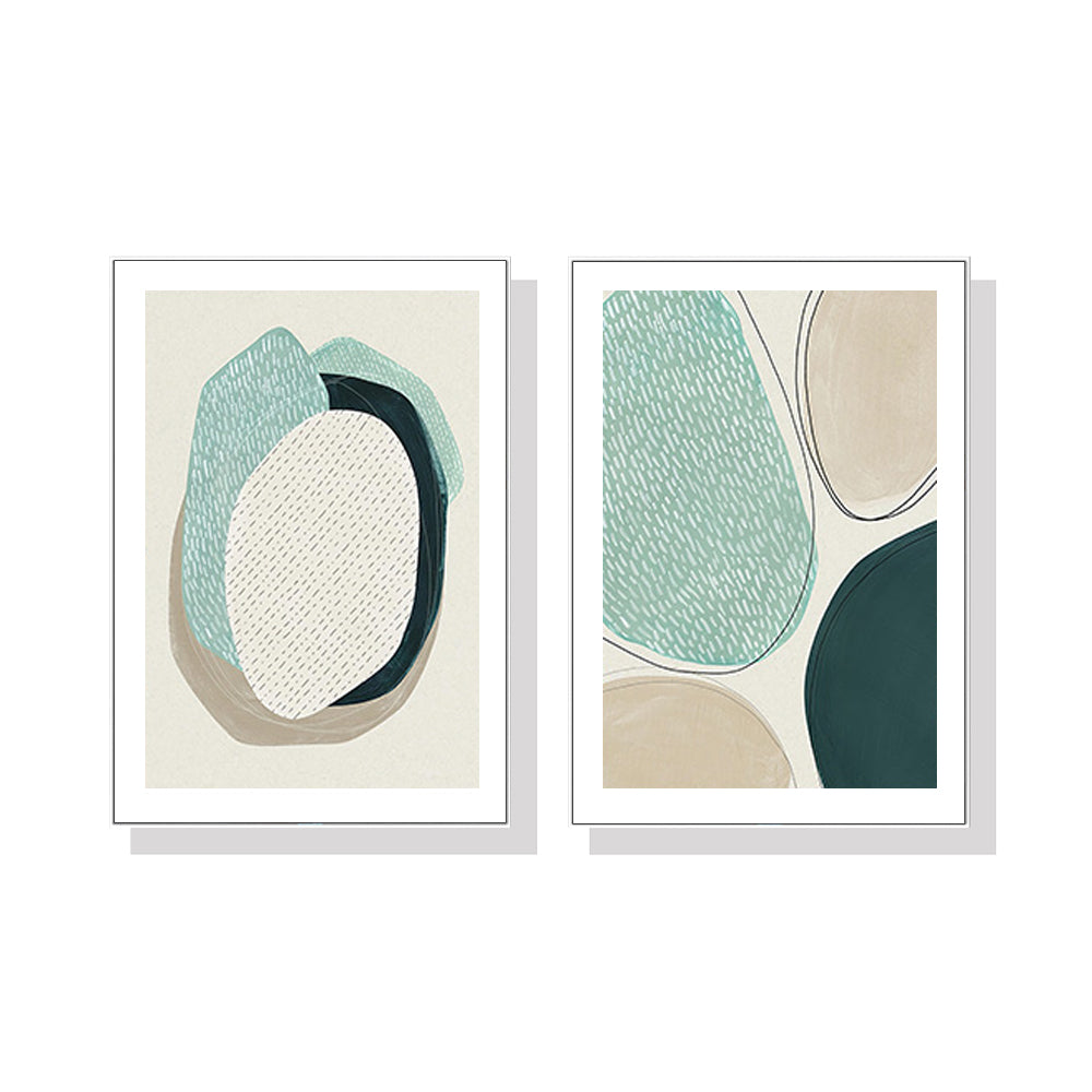 60cmx90cm Abstract Green Circle 2 Sets White Frame Canvas Wall Art-Home &amp; Garden &gt; Wall Art-PEROZ Accessories