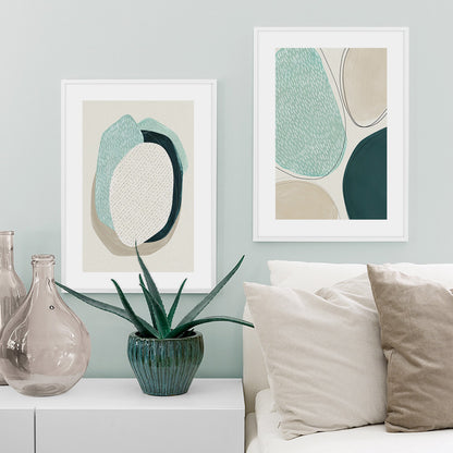 70cmx100cm Abstract Green Circle 2 Sets White Frame Canvas Wall Art-Home &amp; Garden &gt; Wall Art-PEROZ Accessories