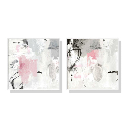 70cmx70cm Abstract Pink Grey 2 Sets White Frame Canvas Wall Art-Home &amp; Garden &gt; Wall Art-PEROZ Accessories