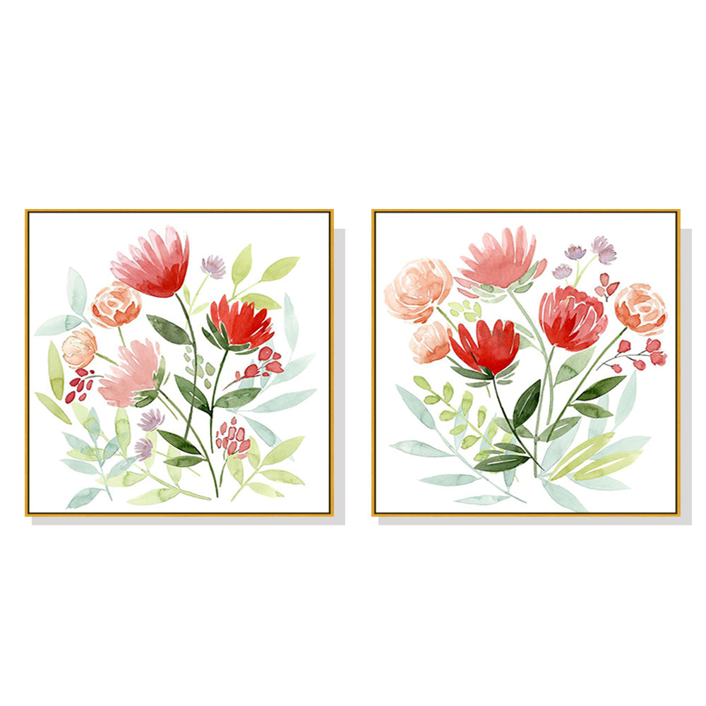 70cmx70cmFlorals 2 Sets Gold Frame Canvas Wall Art-Home &amp; Garden &gt; Wall Art-PEROZ Accessories