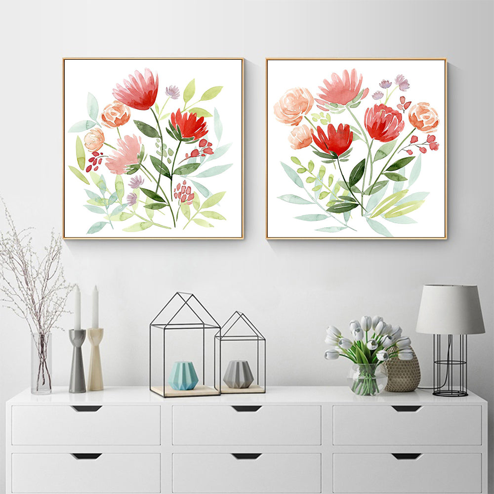 70cmx70cmFlorals 2 Sets Gold Frame Canvas Wall Art-Home &amp; Garden &gt; Wall Art-PEROZ Accessories