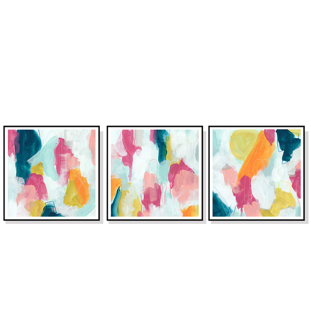50cmx50cm Colourful 3 Sets Black Frame Canvas Wall Art-Home &amp; Garden &gt; Wall Art-PEROZ Accessories